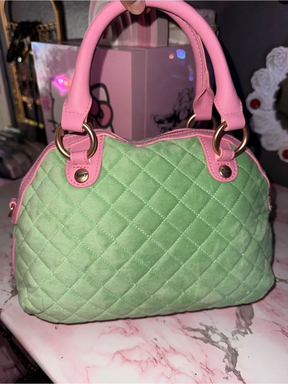Juicy Couture “Once Upon A Time” Quilted Bowler Bag / Purse